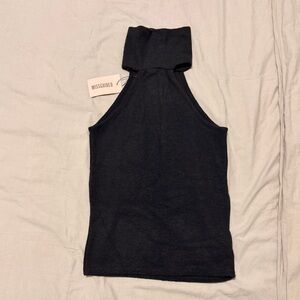 Missguided Black Brushed Rib Sleeveless Turtle Neck Top